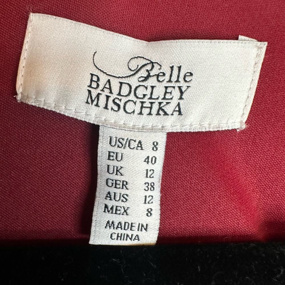 Belle Badgley Mischk  Burgundy Scoop Neck Pleated Fit & Flare Dress Size 8 NWT - Picture 3 of 5